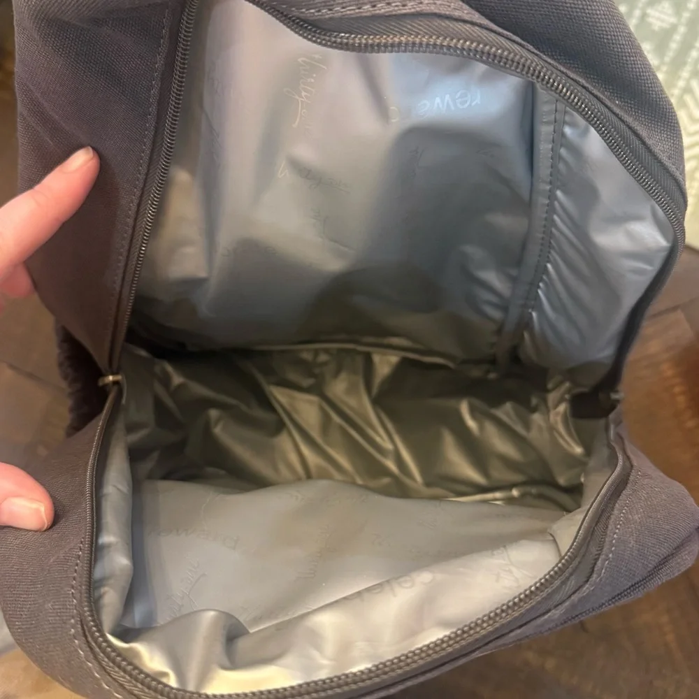 Thirty-One Thermal Sling Backpack Insulated Lunch Cooler Gray‎ Brown NWOT